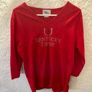 Red Kentucky Derby V-Neck Top